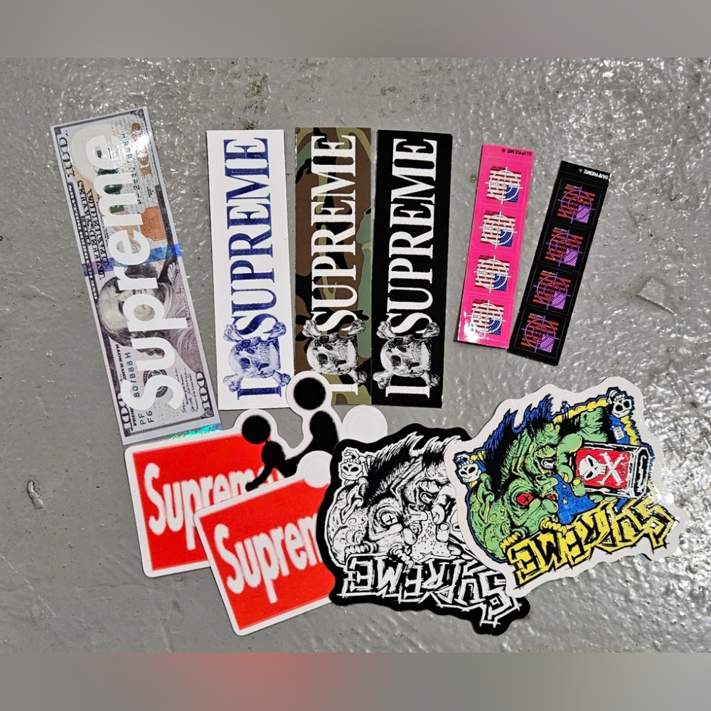 Supreme FW25 SET Of 10  2 Stick 2 Target Mini 3 Skull 2 Blowout 1 Money Box Logo
